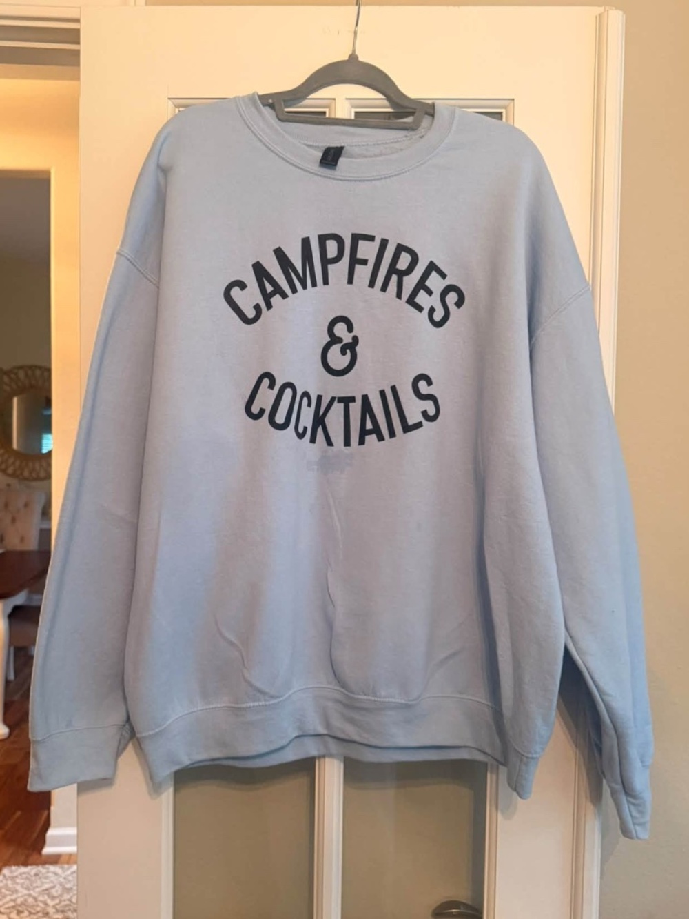 Baby Blue Oversized Campfires & Cocktails Crewneck